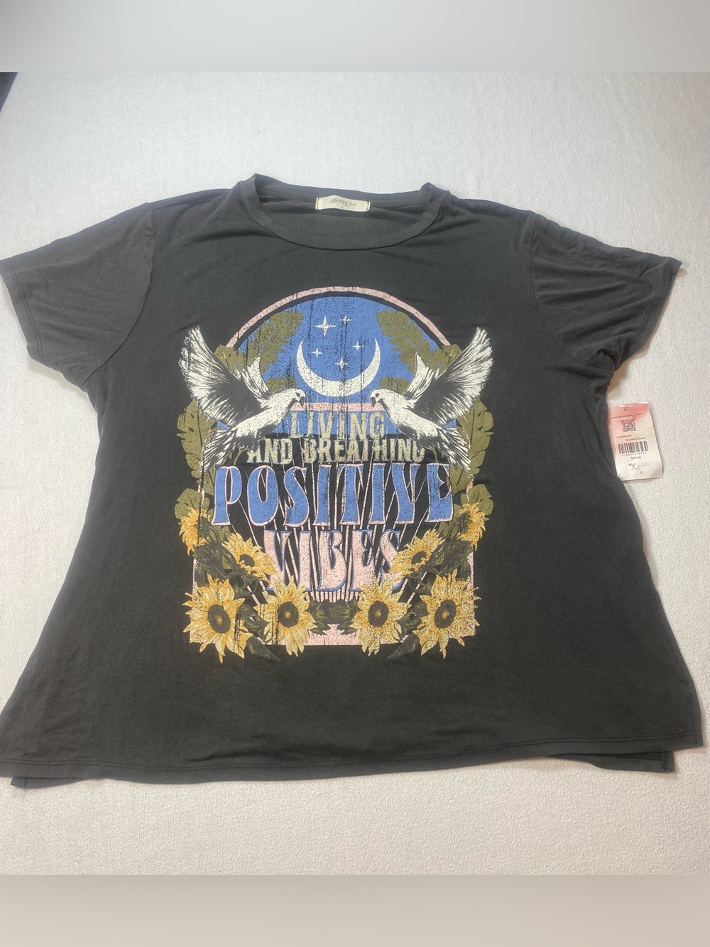 A Beautiful Soul Positive Vibes Graphic Tee with Sunflowers